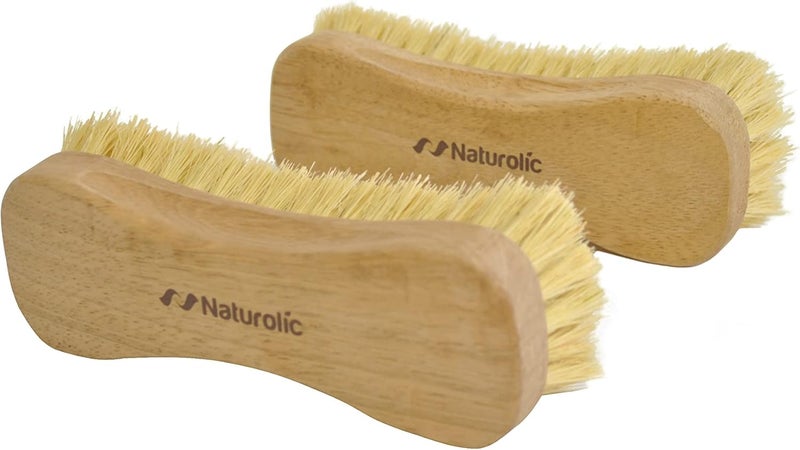 Naturolic All-Natural Wooden Scrub Brush Set | Eco-Friendly Cleaning Brush Set with Tampico Bristles | Floor Scrub Brush & Shower Scrubber for Bathroom, Tub, Kitchen & Carpet | Sustainable Set – Pack of 2 - Image 3